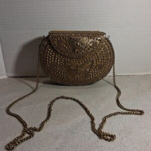 Earthbound Trading Brass Beaded Butterfly Crossbody Purse